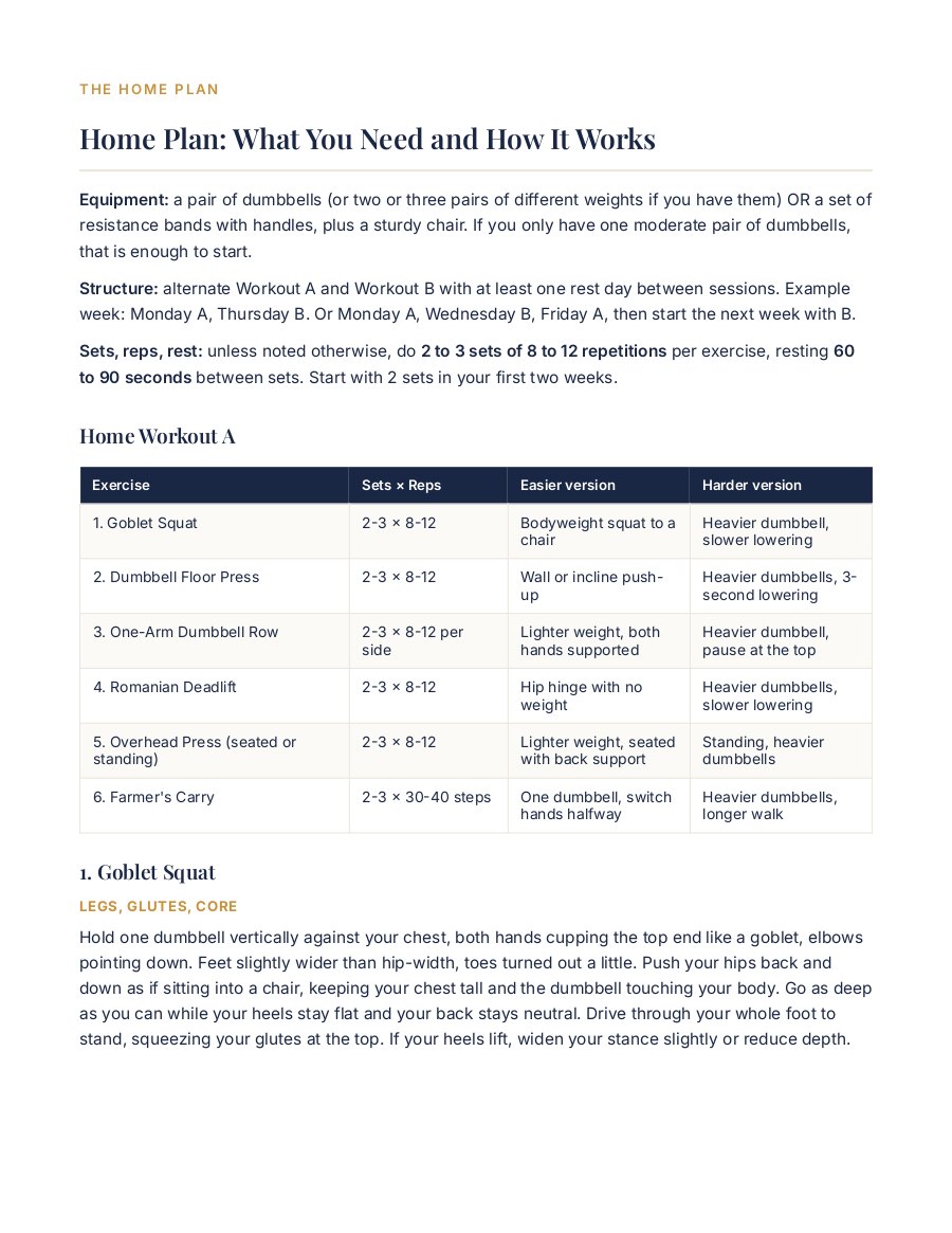 Home Workout A, easier and harder versions