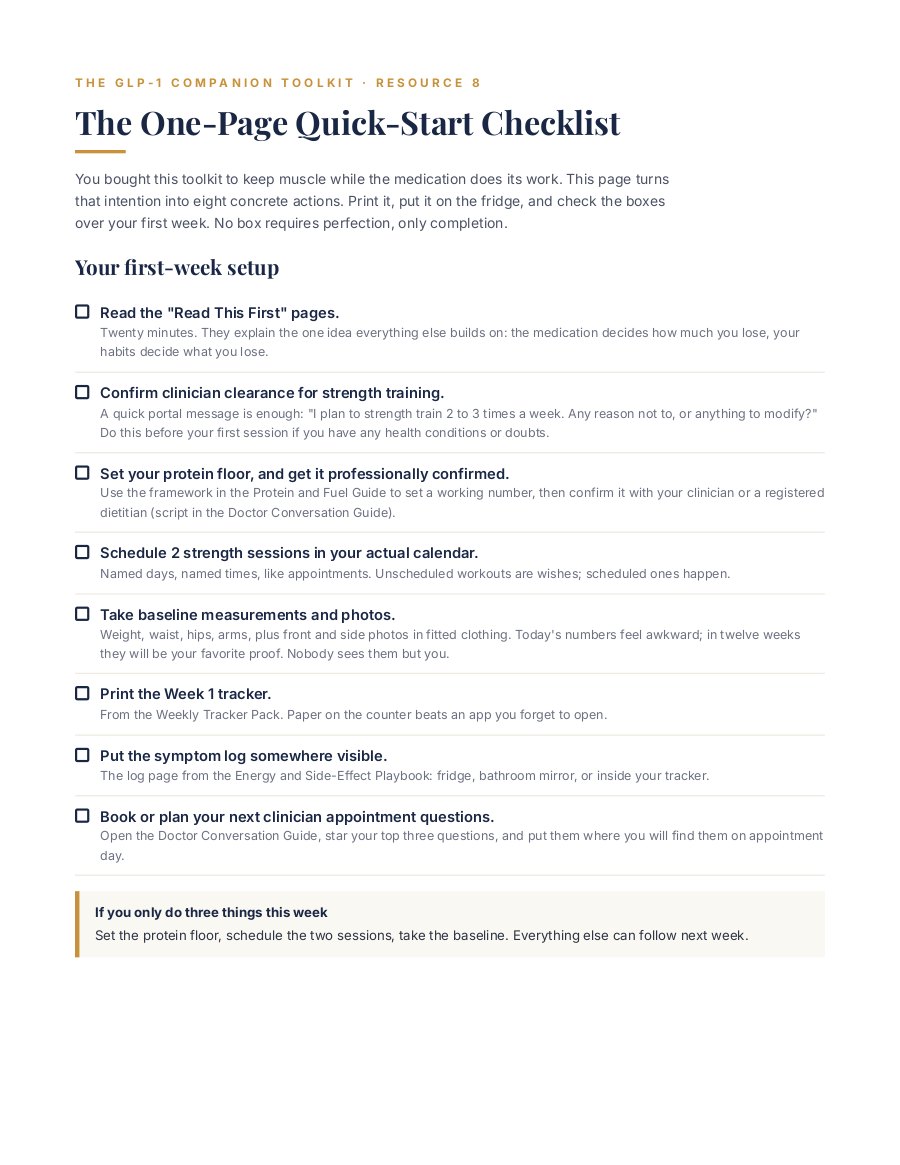 One-page quick-start checklist